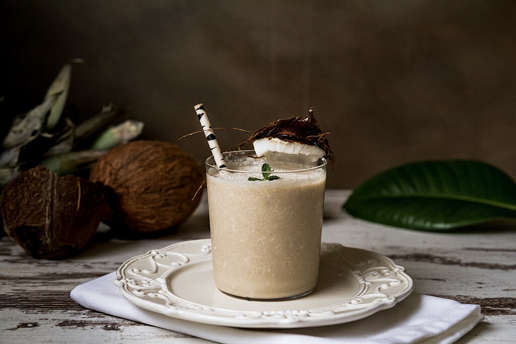 A coconut drink