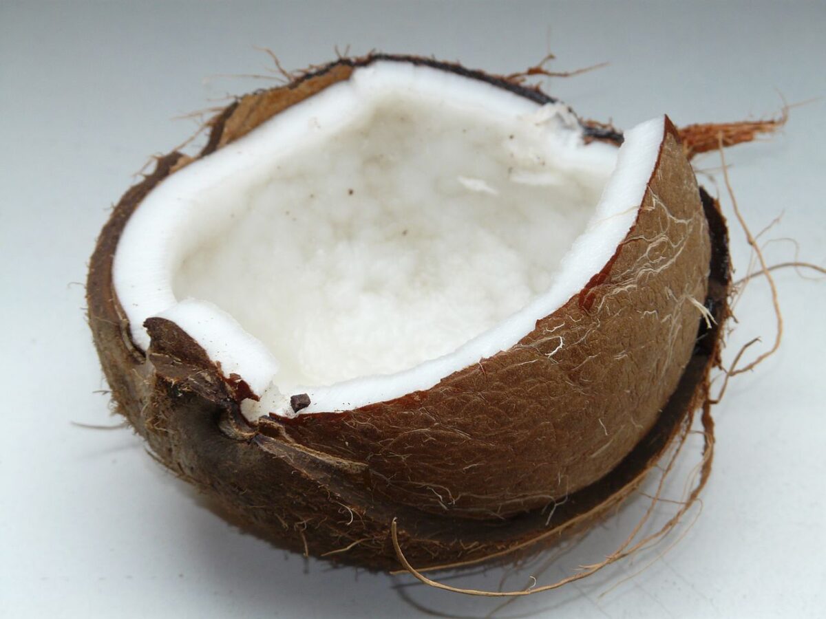 An opened coconut