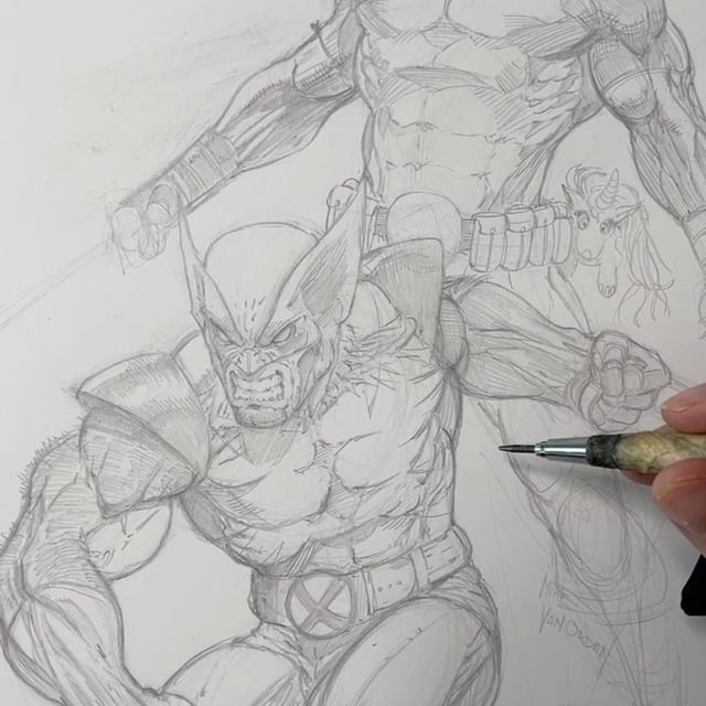Wolverine comic book sketch by Mike Van Orden